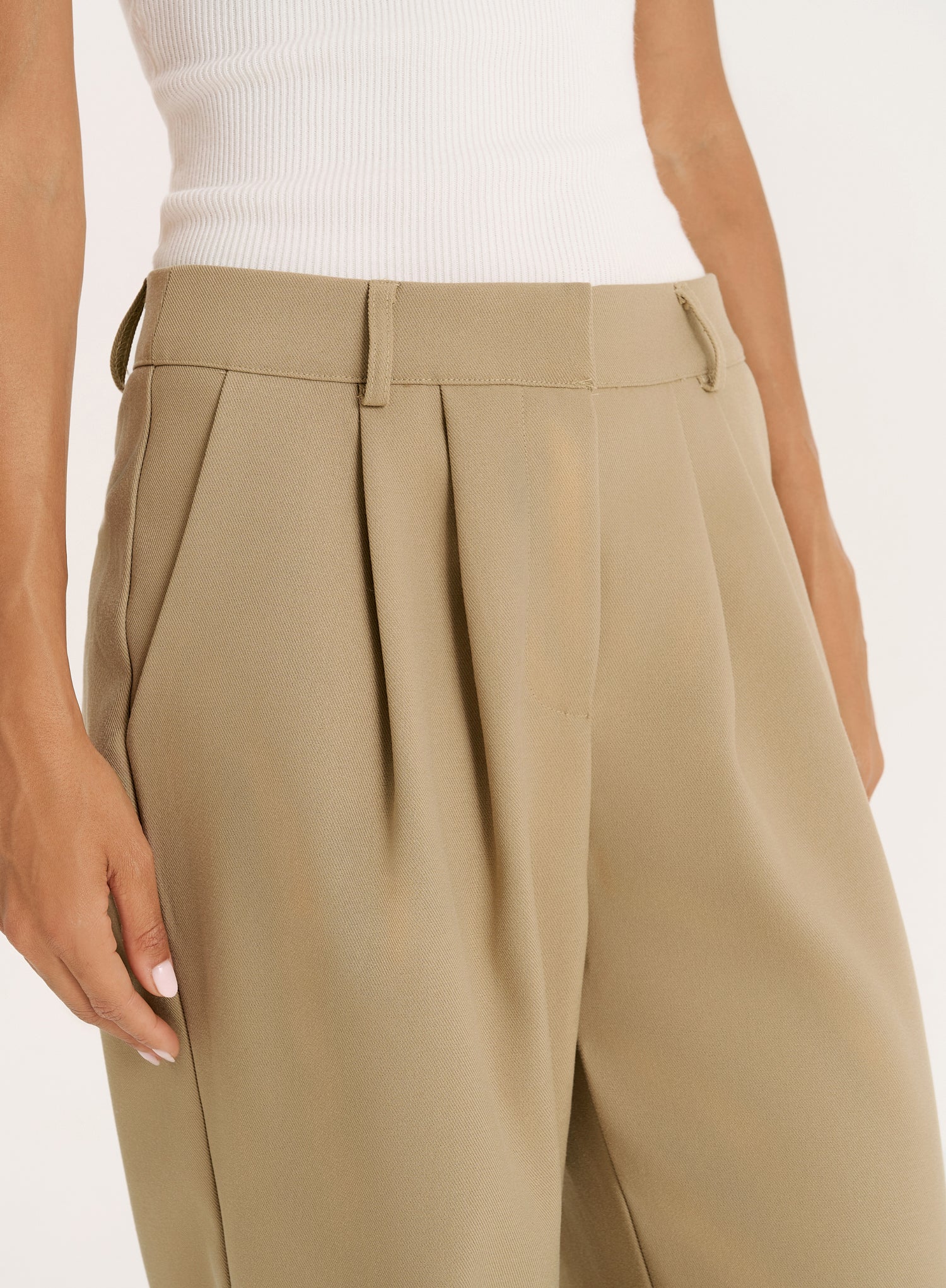 Camel Tailored Wide Leg Trouser